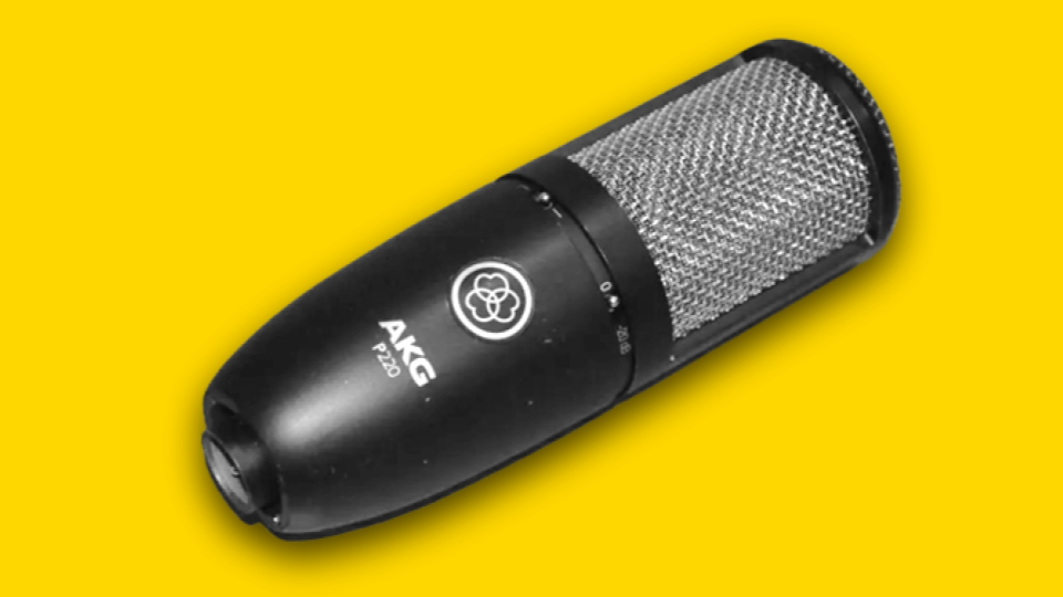 An AKG P220 condenser microphone