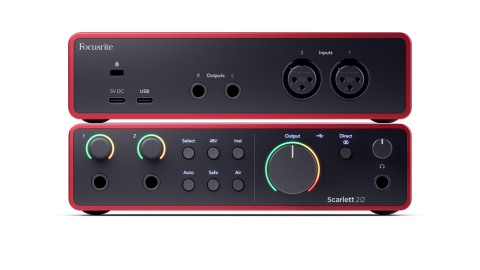 Front and back panels of the Focusrite Scarlett 2i2 4th Gen.